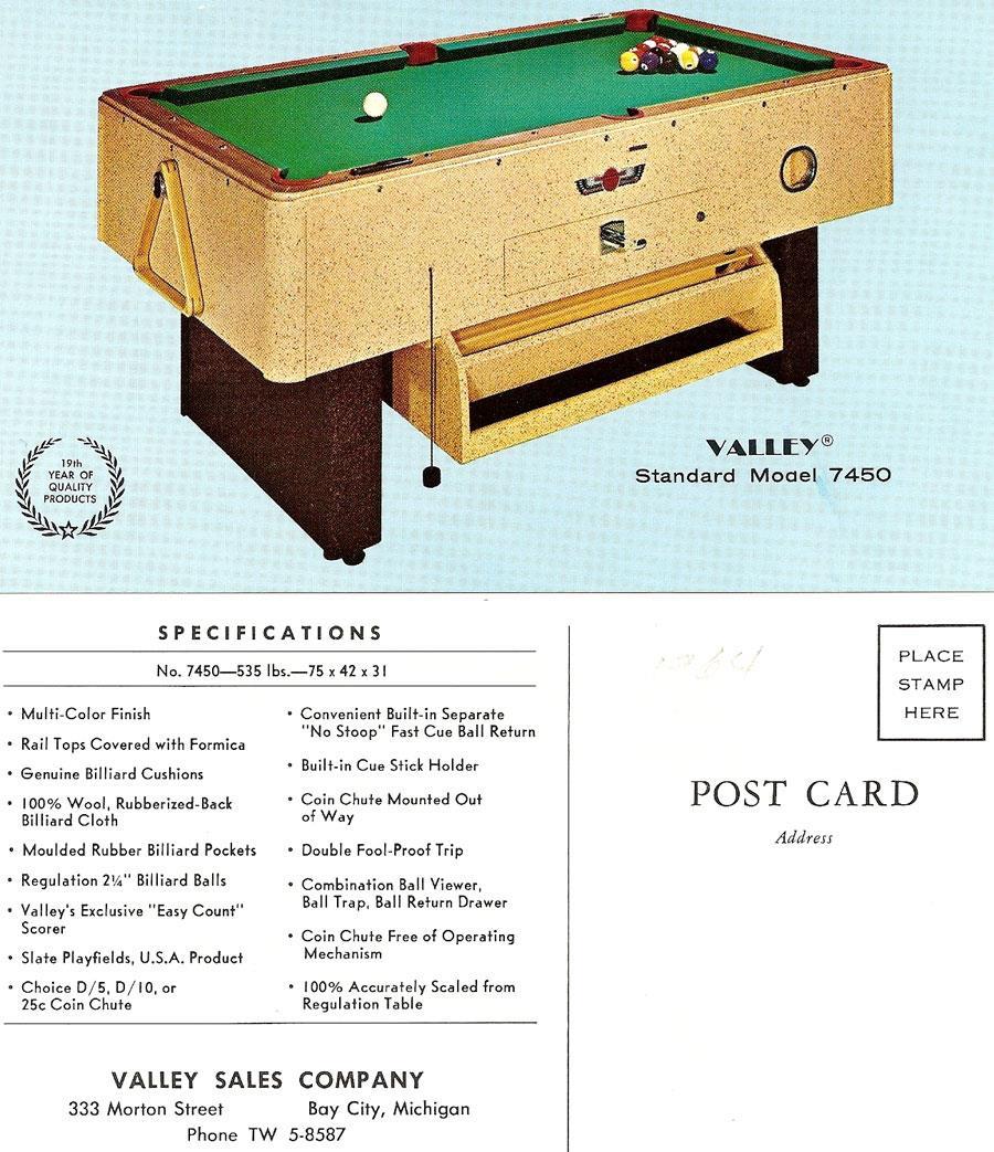 valley pool table styles year they made