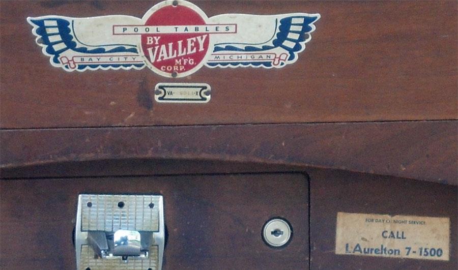 valley pool table serial number lookup
