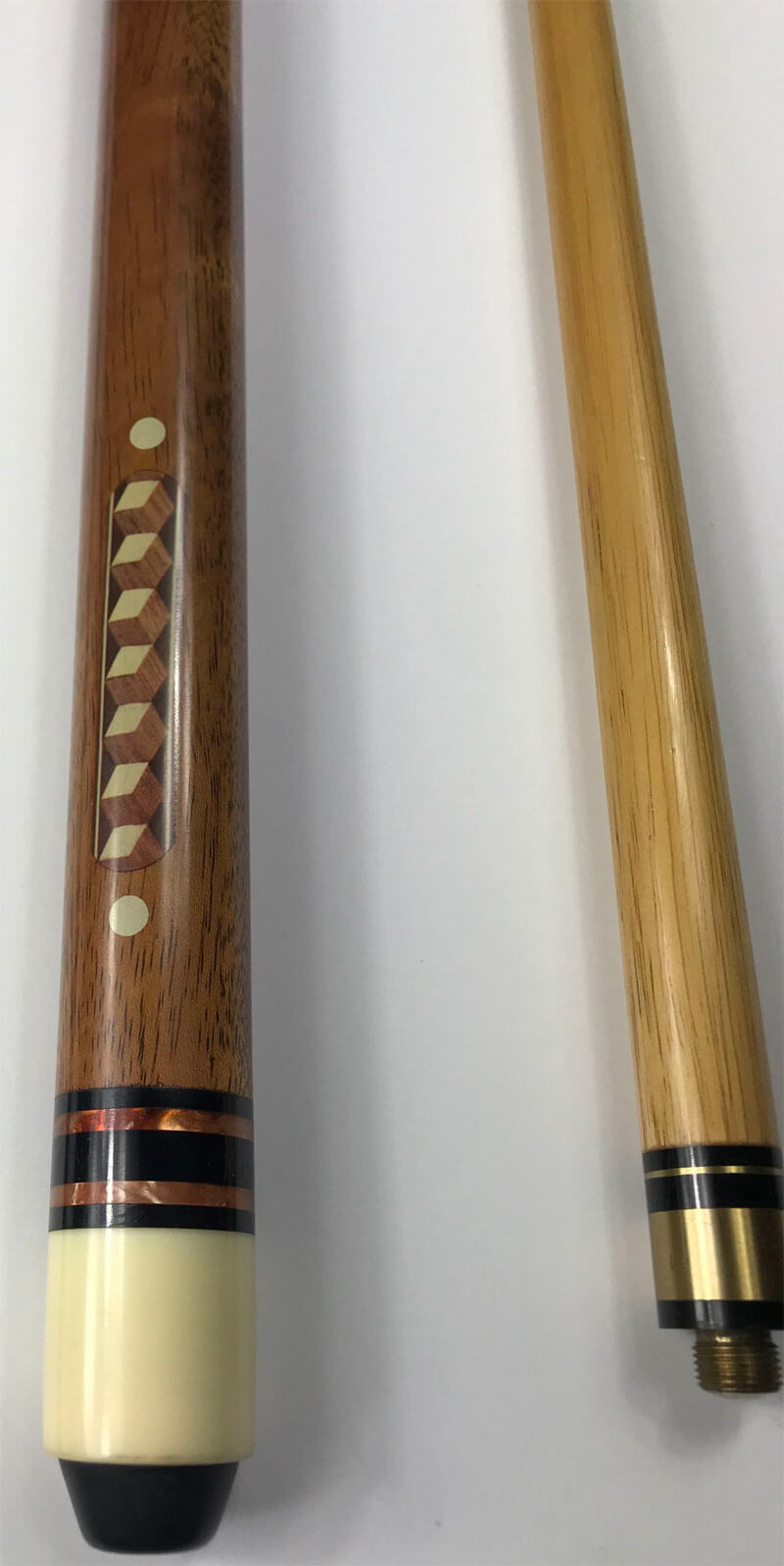 gallery of brass joints on antique pool cues